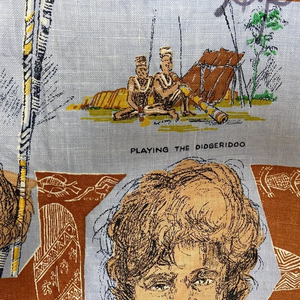 Vintage NEW Australian Aboriginal Tea Towel Pure Linen 21